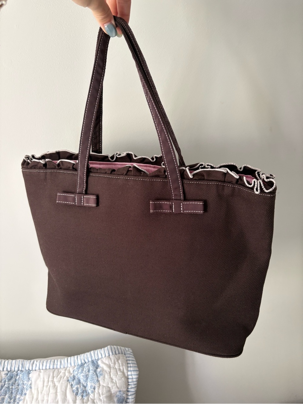 Vintage 2003 Barbie Sanei International Co Japan Brown Tote Bag with Pink Logo - Picture 2 of 6